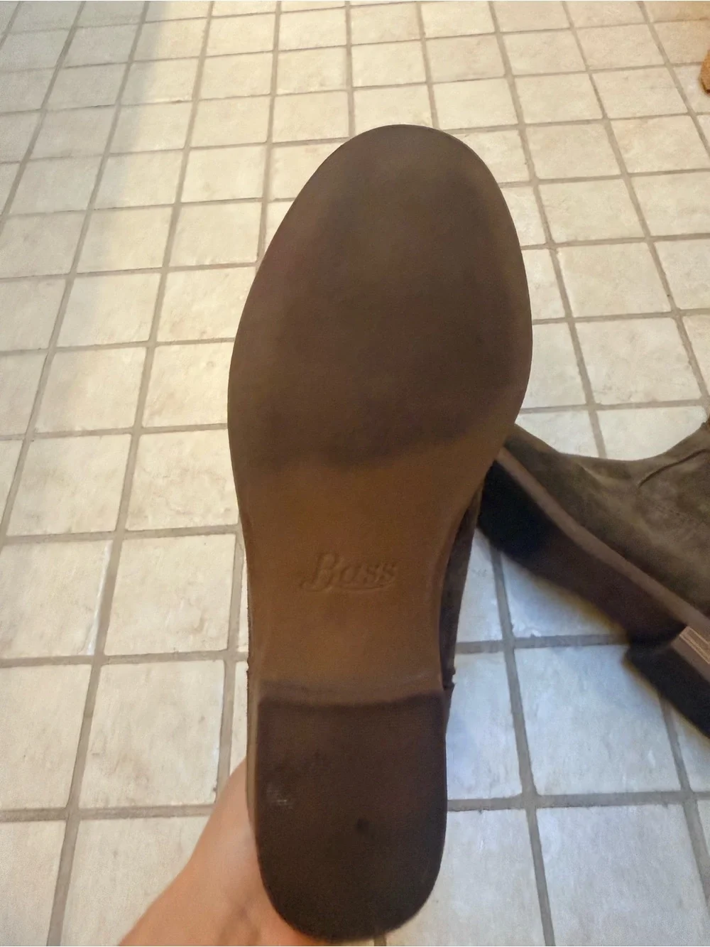Women’s Bass brand Soft Suede Ankle Boots - Olive / Taupe - size 6